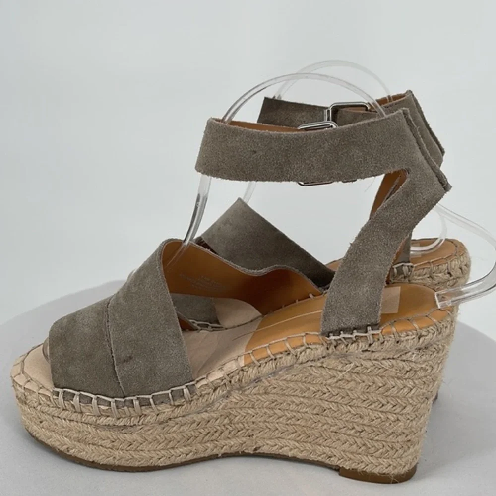Dolce Vita Wedge Sandals Taupe 6.5‎ Shae Leather Ankle Strap Beige Heels